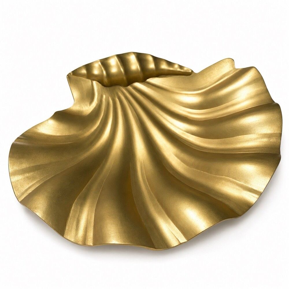 Vintage Mid Century Modern Brass Shell Trinket Dish / Catchall